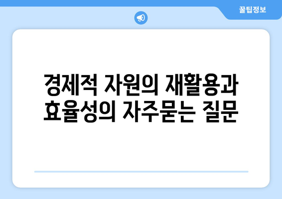 경제적 자원의 재활용과 효율성